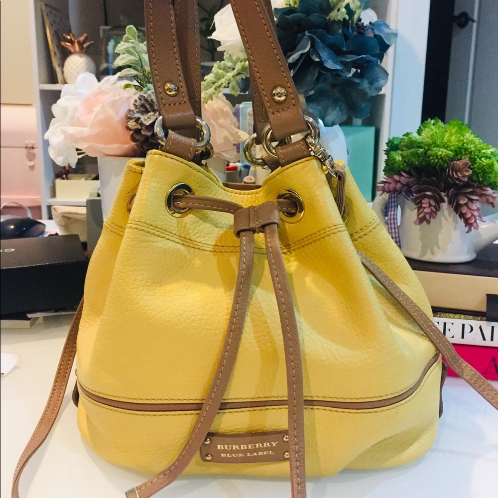 Burberry Leather Yellow Bucket Bag